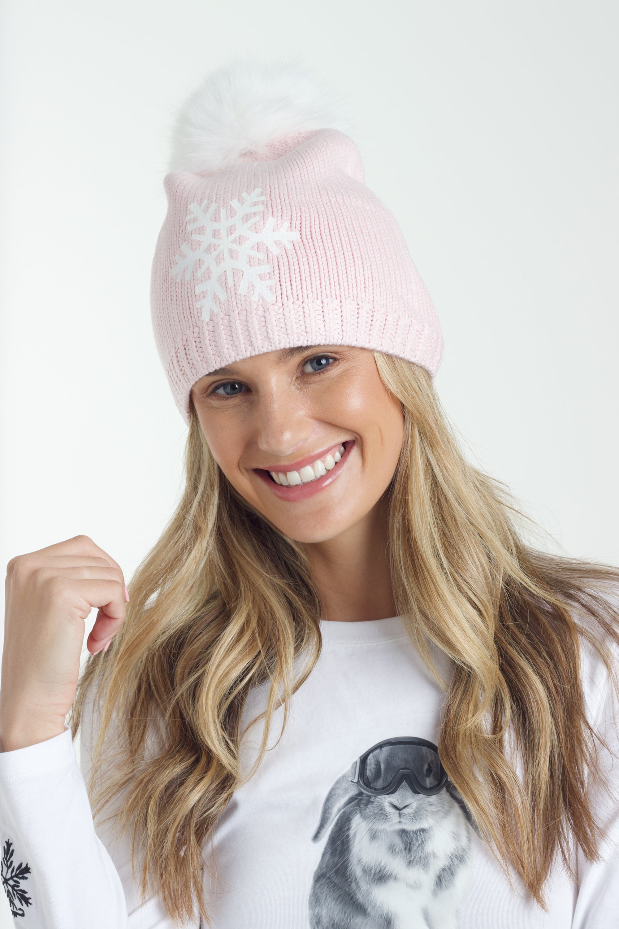 Snuxe Luxe Snowflake Beanie Soft Pink